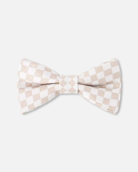 Bow Tie White And Sand Check-0
