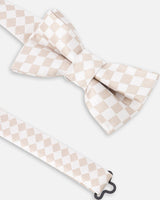 Bow Tie White And Sand Check-1