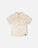 Poplin Shirt Beige Safari Print-0
