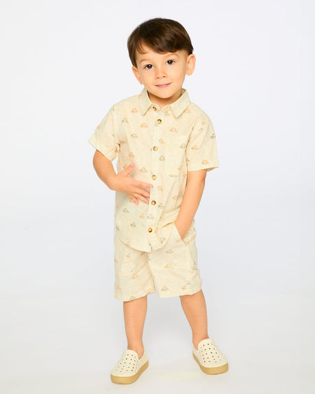 Poplin Shorts Beige Safari Print-1