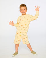 French Terry Shorts Beige Jeep Print-2