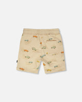 French Terry Shorts Beige Jeep Print-3