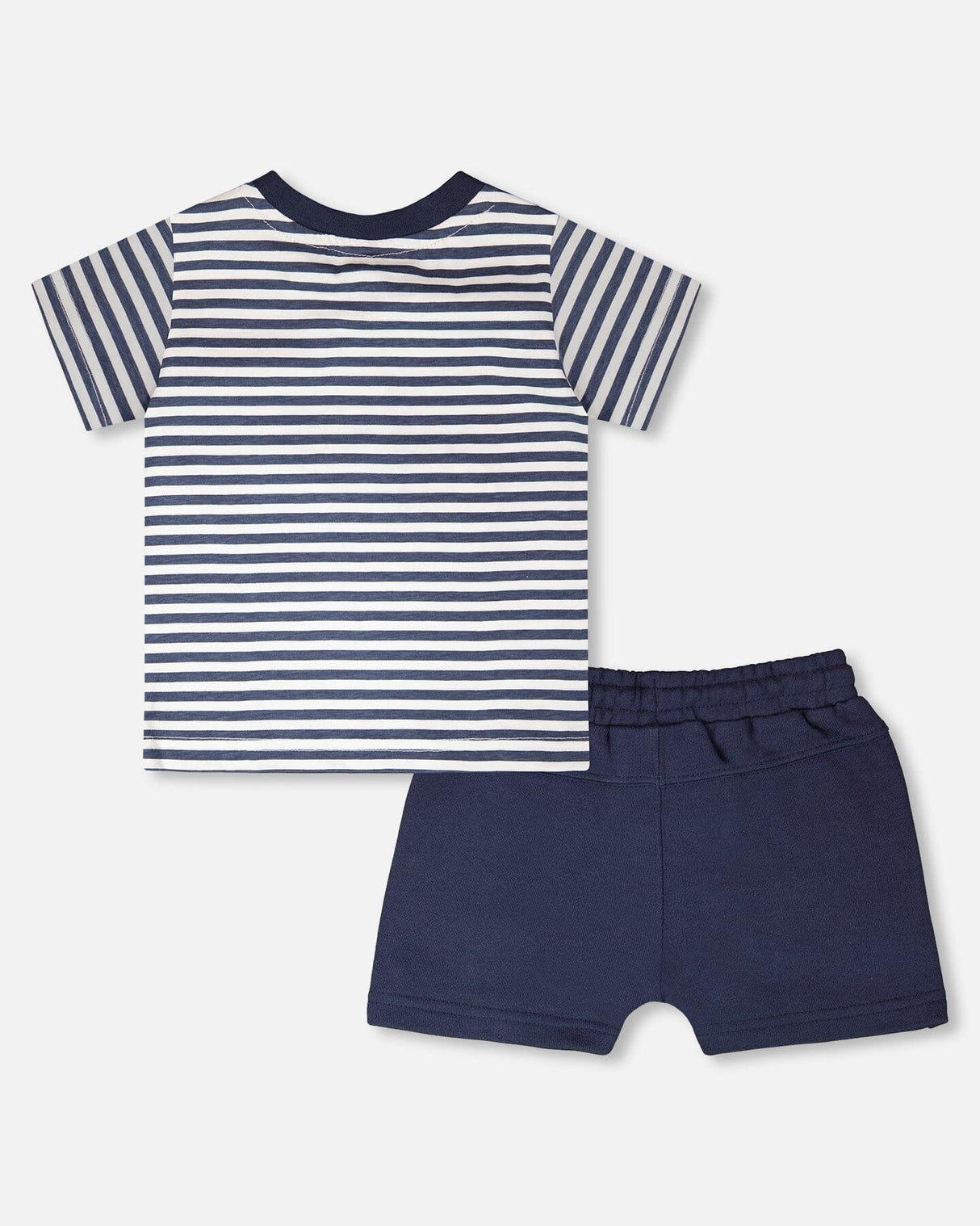 Organic Cotton T-Shirt And Short Set Blue Stripes And Blue-1