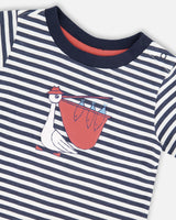 Organic Cotton T-Shirt And Short Set Blue Stripes And Blue-2