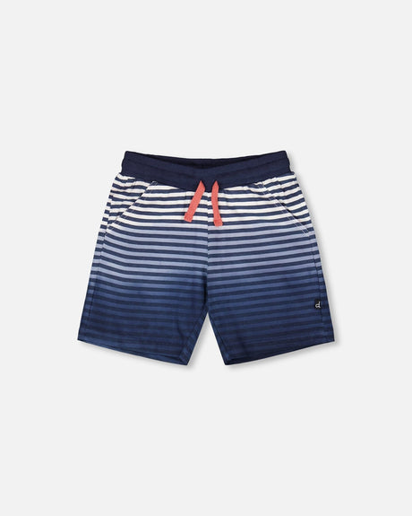Organic Cotton Shorts Blue Gradient Stripes-0