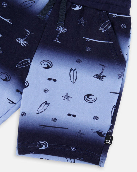 French Terry Shorts Blue Gradient-3