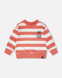 French Terry Sweatshirt Brick And White Stripes-0