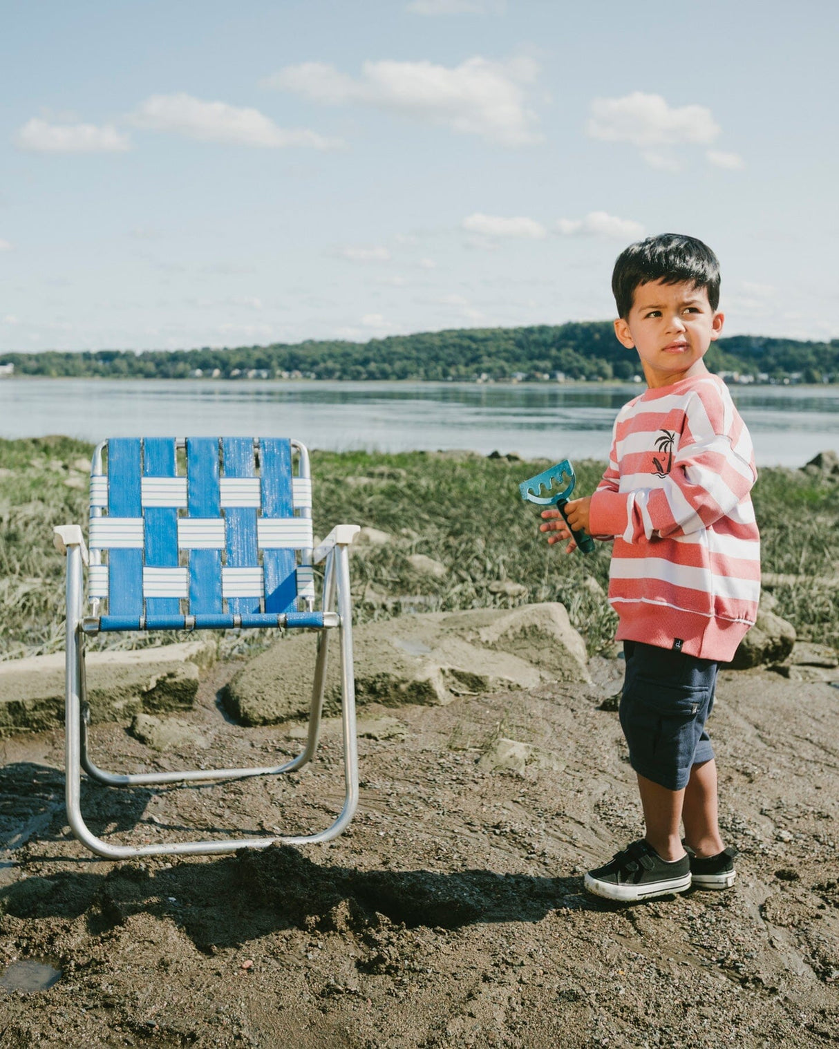 French Terry Sweatshirt Brick And White Stripes-1