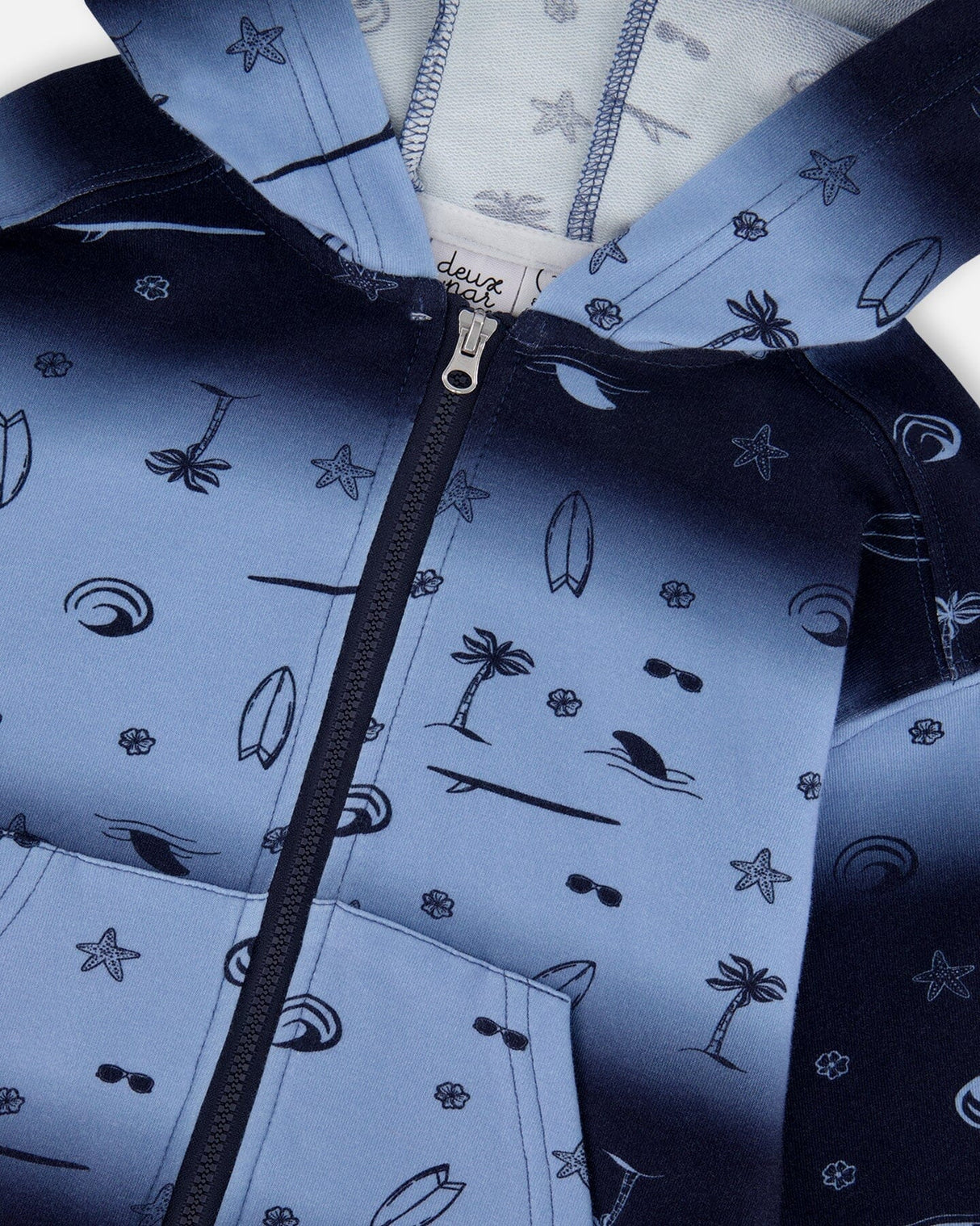 Hooded French Terry Cardigan Blue Gradient-3