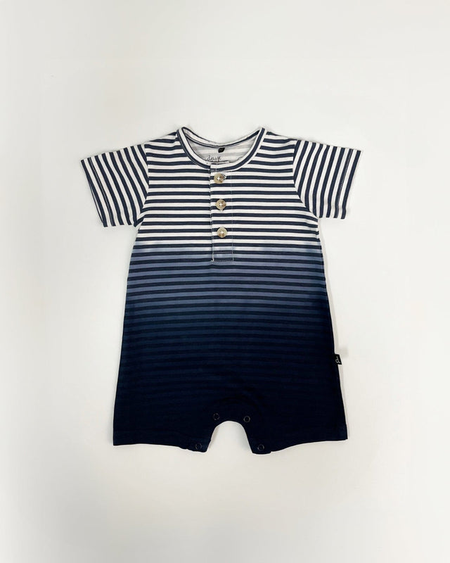 Organic Cotton Romper Blue Gradient Stripes-0