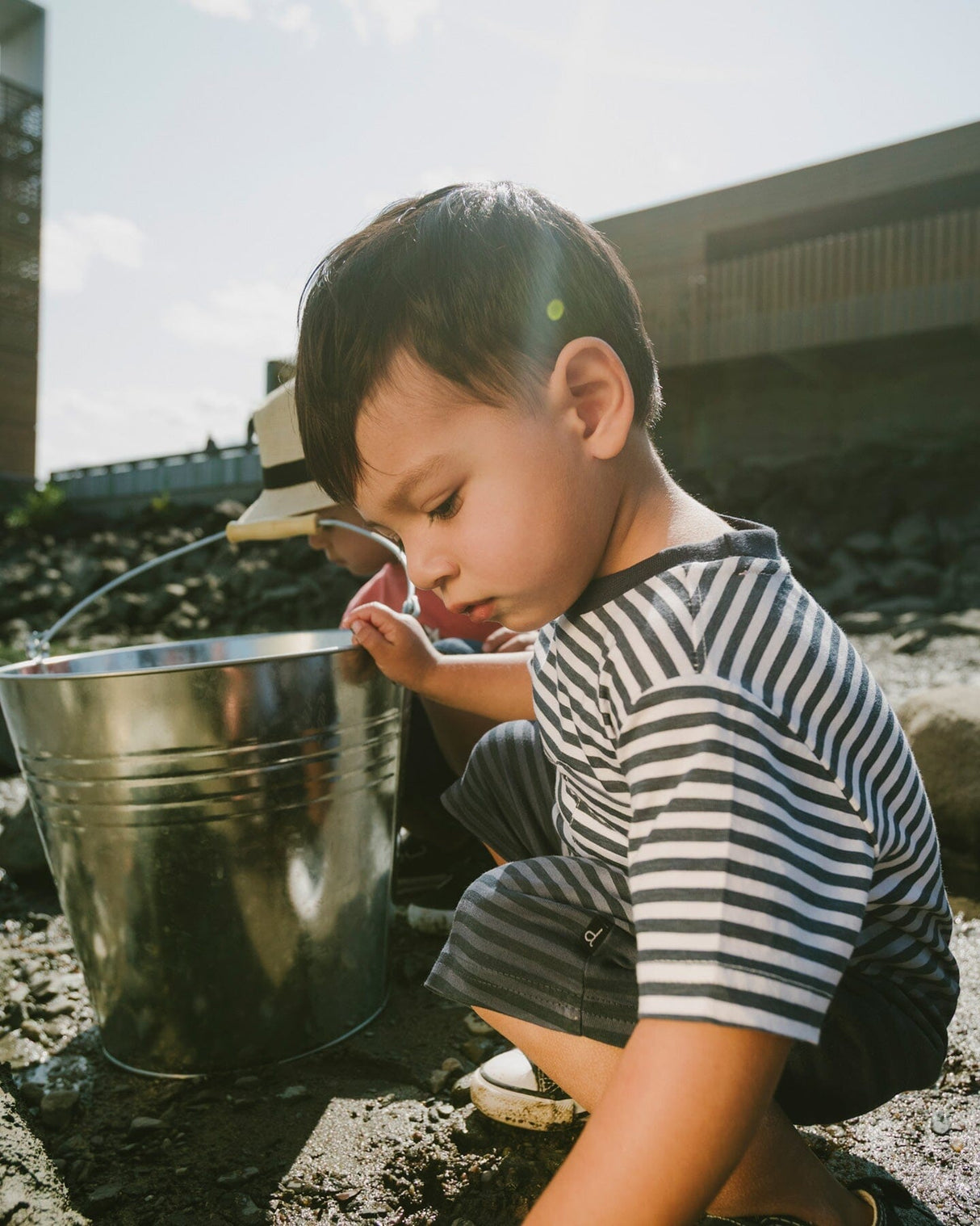 Organic Cotton Short Sleeve T-Shirt Blue Gradient Stripes-2