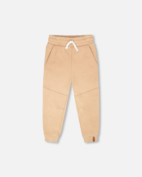 French Terry Sweatpants With Cross Seams Beige-0