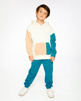 French Terry Sweatpants With Cross Seams Dark Turquoise-1