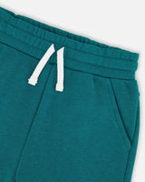 French Terry Sweatpants With Cross Seams Dark Turquoise-3