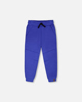 French Terry Sweatpants With Cross Seams Royal Blue-0