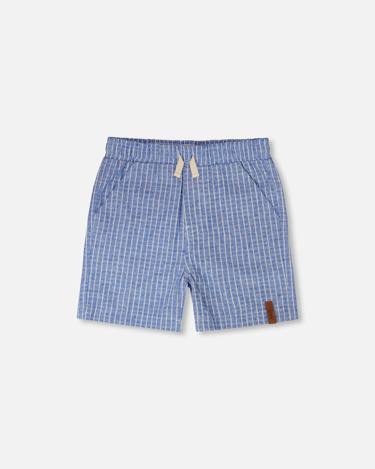 Printed Chambray Shorts Blue Denim Stripes-0