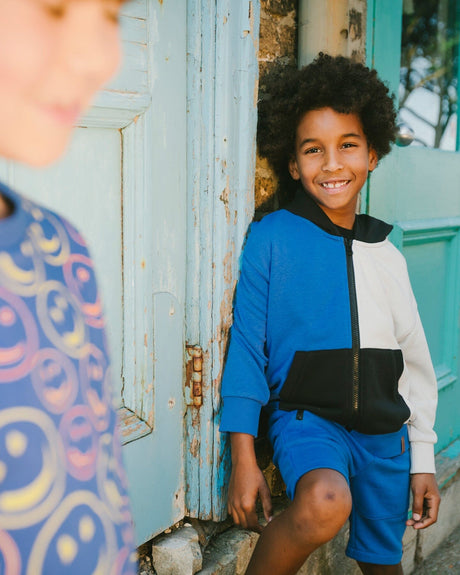 French Terry Shorts With Cross Seams Royal Blue-1