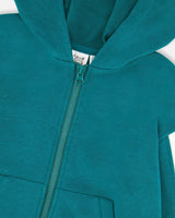 Hooded French Terry Cardigan Dark Turquoise-3