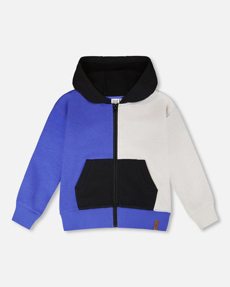 Hooded French Terry Cardigan Royal Blue-0
