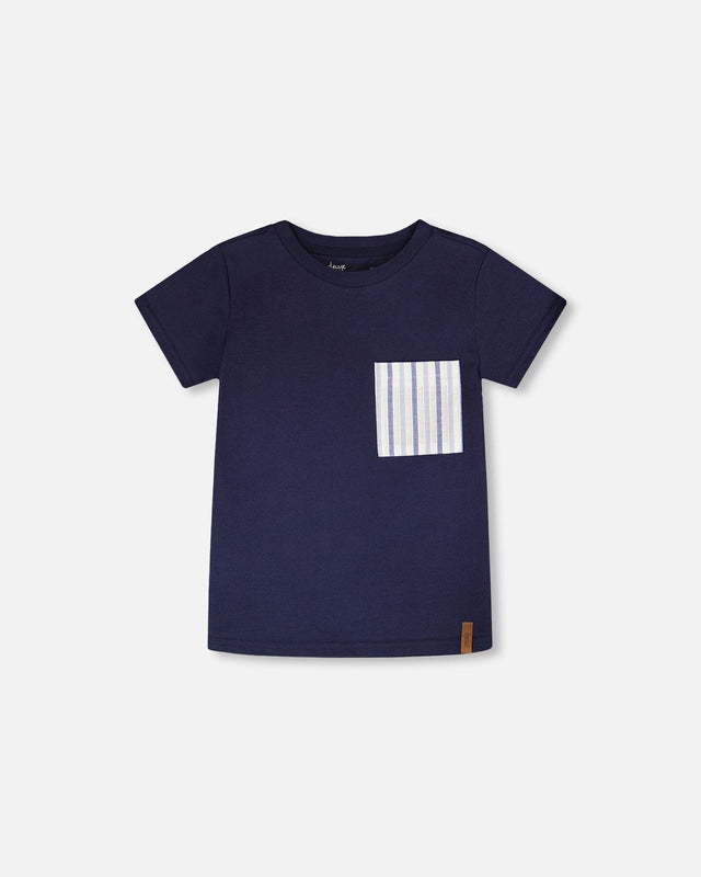 Jersey T-Shirt With Chest Pocket Dark Blue-0