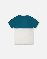 Organic Cotton Colorblock Jersey T-Shirt With Chest Pocket Heather Grey-2