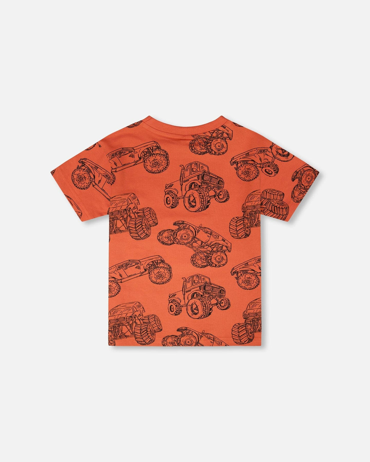 Organic Cotton Jersey T-Shirt Orange Printed Trucks-2