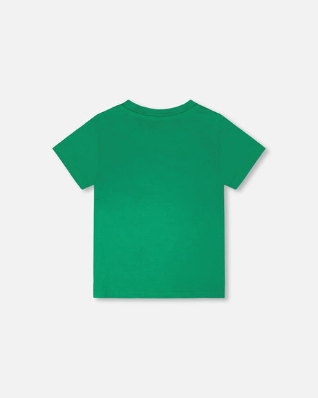 Organic Cotton Jersey T-Shirt With Print Green-4