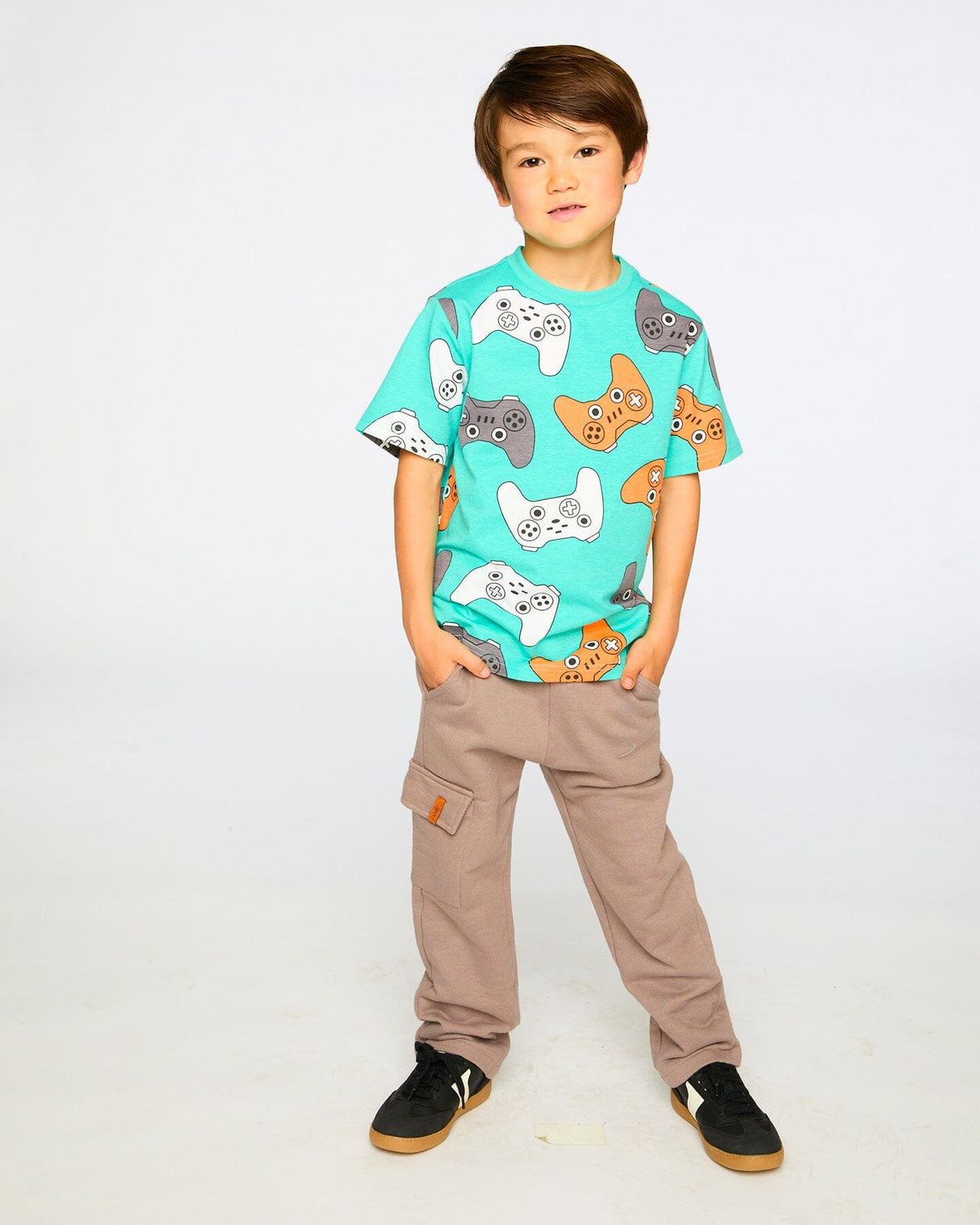 Organic Cotton Jersey T-Shirt Blue Printed Gamepads-1