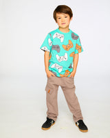 Organic Cotton Jersey T-Shirt Blue Printed Gamepads-1