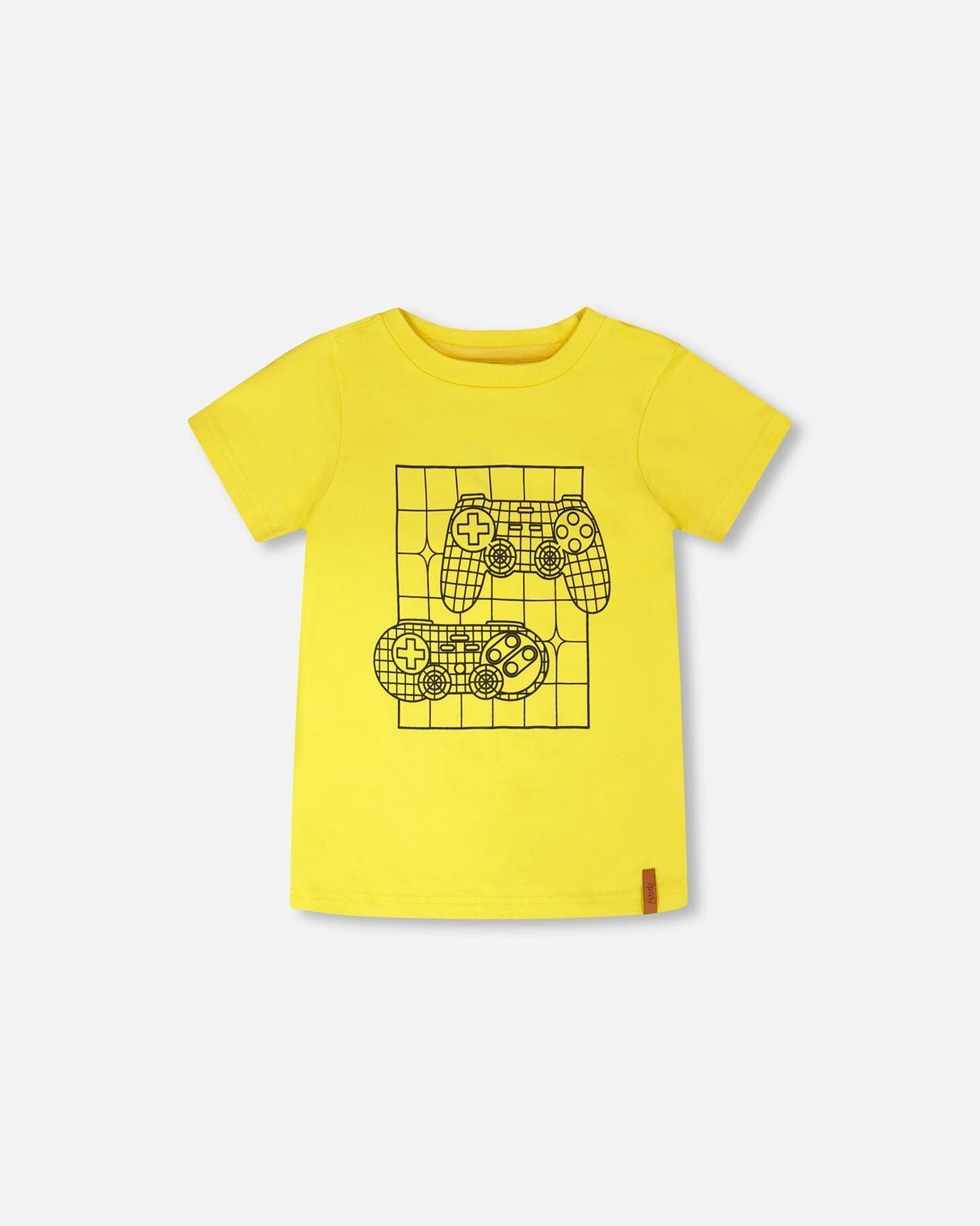 Organic Cotton Jersey T-Shirt With Gamer Print Yellow-0