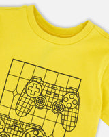 Organic Cotton Jersey T-Shirt With Gamer Print Yellow-4