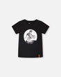 Organic Cotton Jersey T-Shirt With Dino On Bike Print Black-0