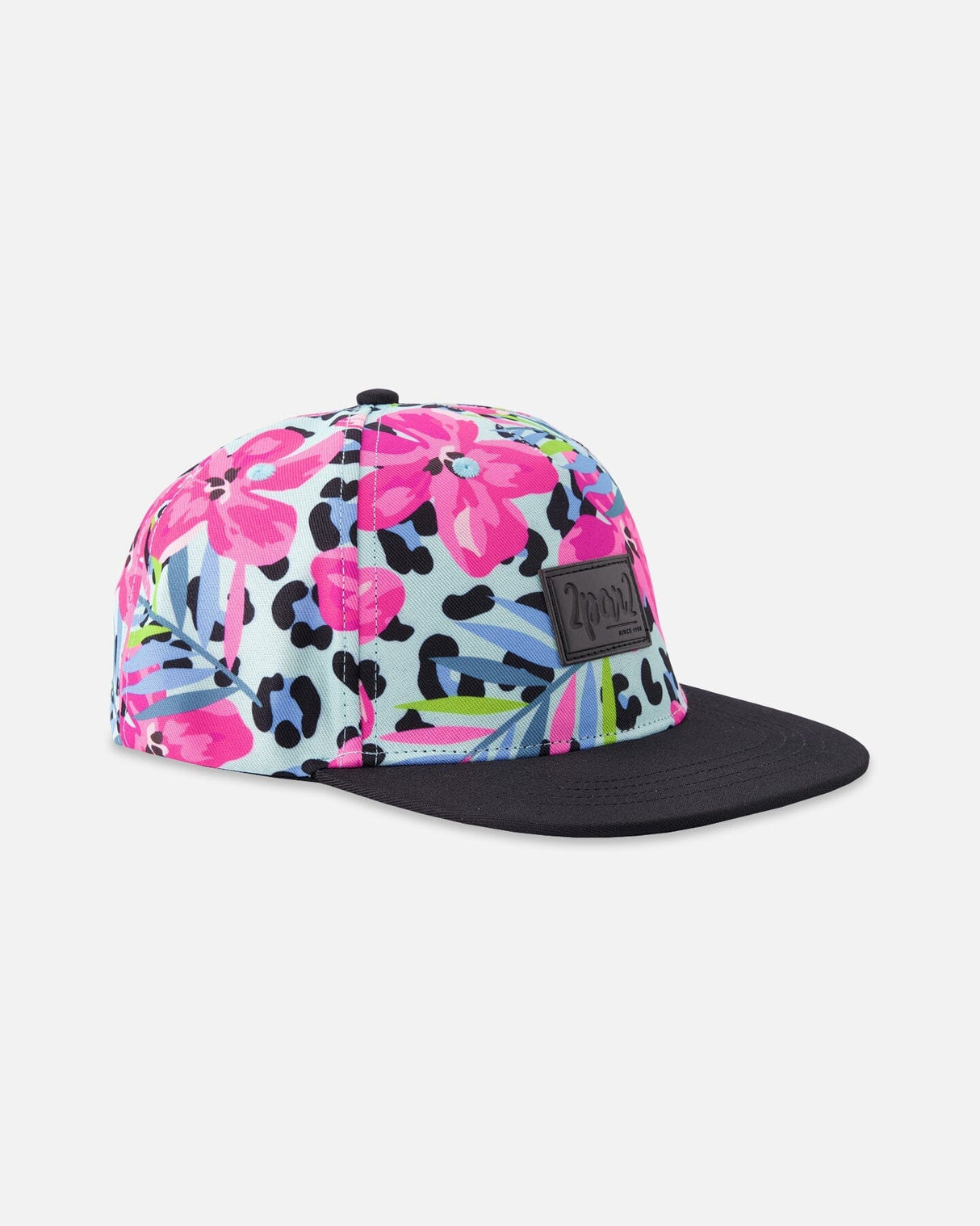 Cap Blue Floral And Leopard Print-0