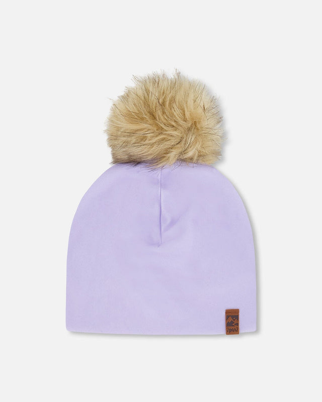Stretch Jersey Hat Purple With Pompom-0
