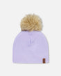 Stretch Jersey Hat Purple With Pompom-0