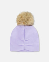 Stretch Jersey Hat Purple With Pompom-2