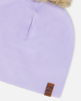 Stretch Jersey Hat Purple With Pompom-3