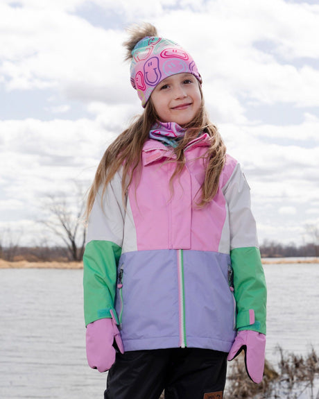 Stretch Jersey Hat Multicolored Printed Smileys With Pompom-2