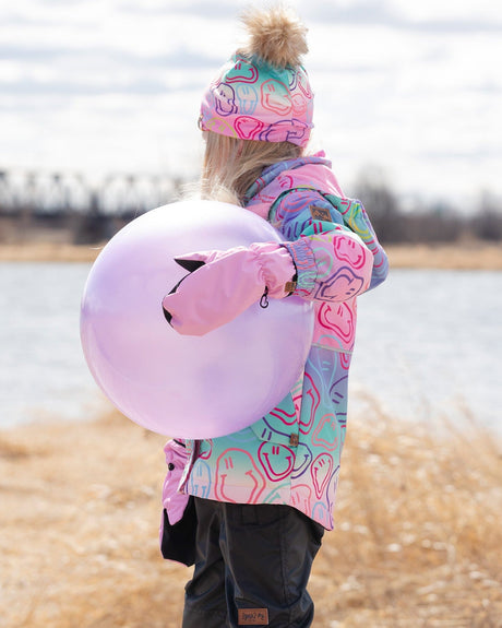 Stretch Jersey Hat Multicolored Printed Smileys With Pompom-1