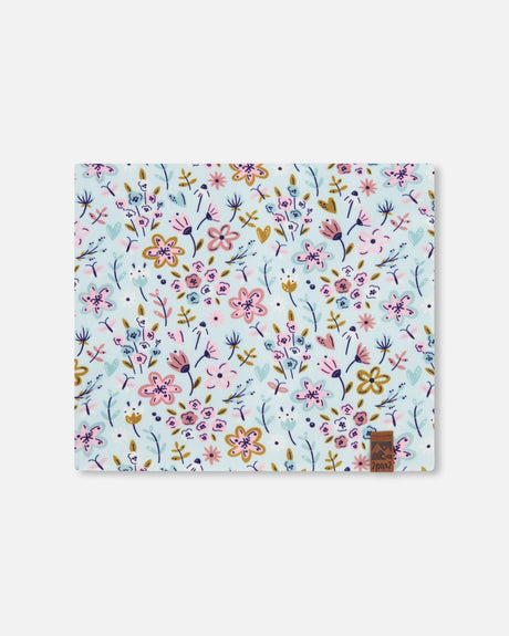 Stretch Jersey Neck Tube Blue Mini Flower Print-0