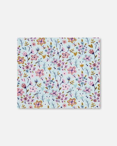 Stretch Jersey Neck Tube Blue Mini Flower Print-1