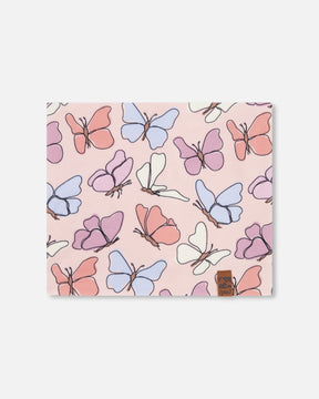 Stretch Jersey Neck Tube Pink Printed Butterflies-0