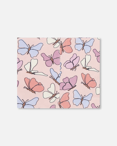 Stretch Jersey Neck Tube Pink Printed Butterflies-1