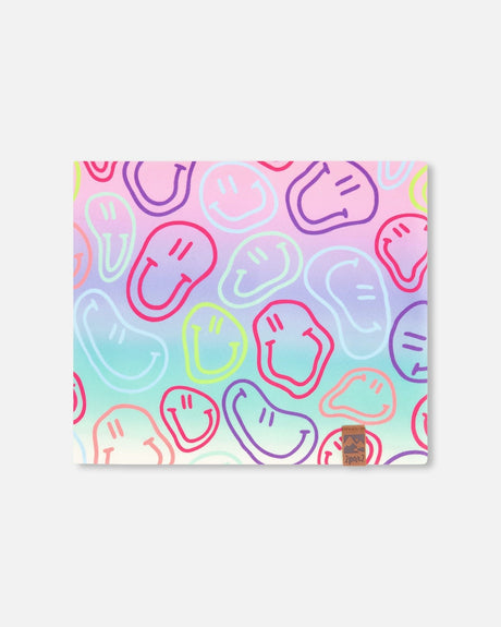 Stretch Jersey Neck Tube Multicolored Printed Smileys-0