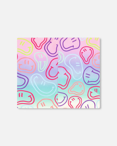 Stretch Jersey Neck Tube Multicolored Printed Smileys-1