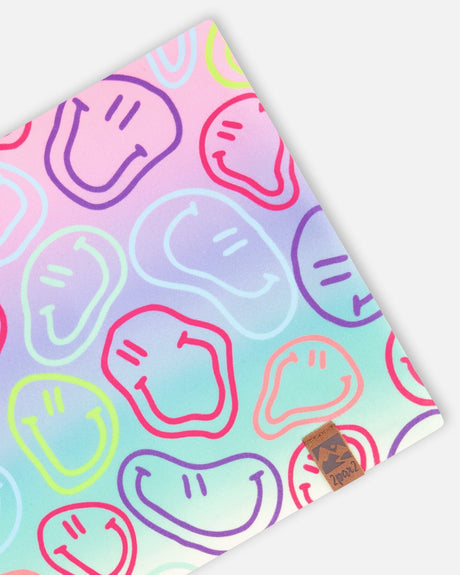 Stretch Jersey Neck Tube Multicolored Printed Smileys-2