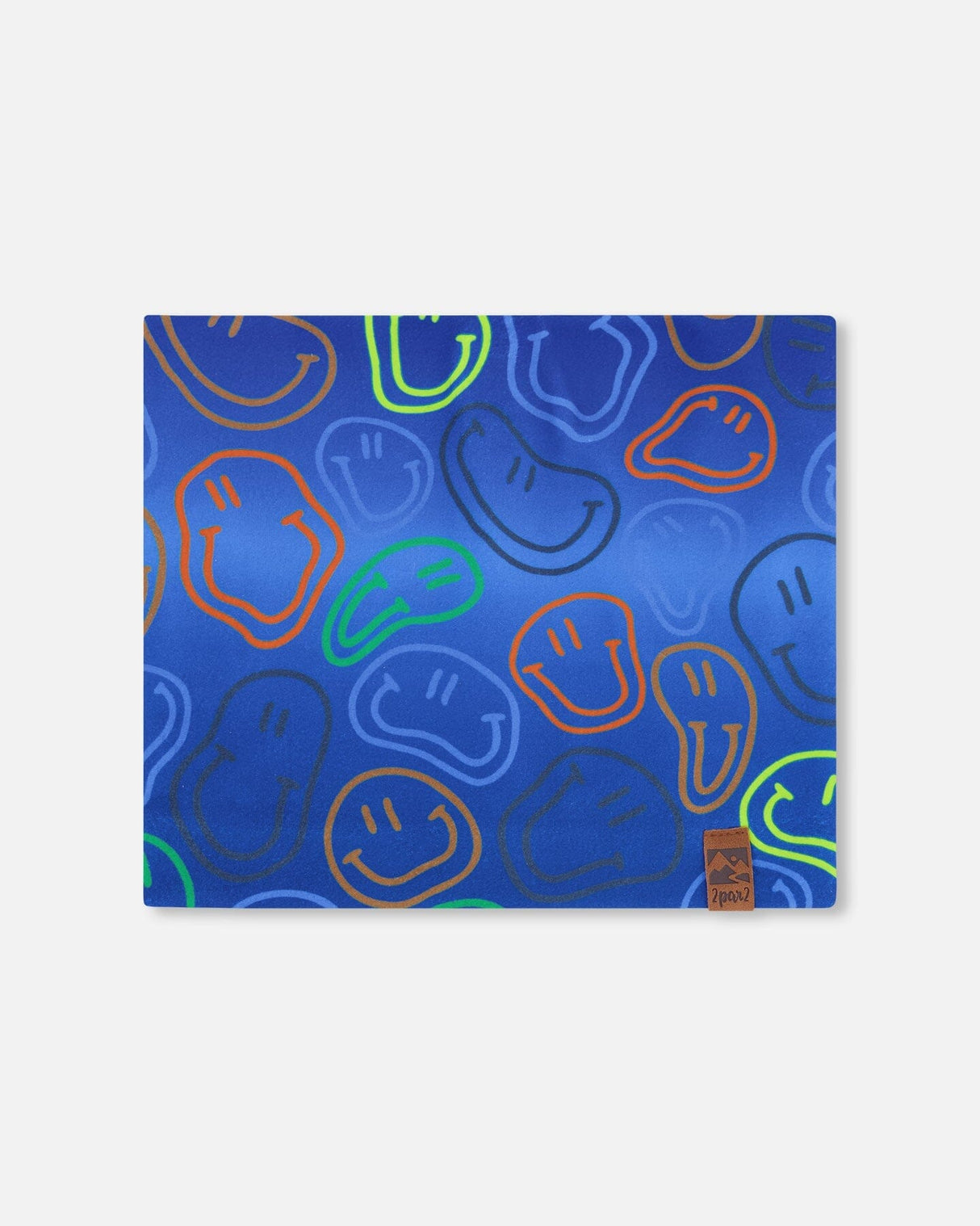 Stretch Jersey Neck Tube Blue Printed Smileys-0