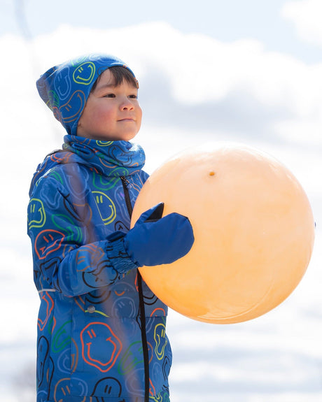 Stretch Jersey Neck Tube Blue Printed Smileys-1