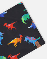 Stretch Jersey Neck Tube Black Dinosaur Print-2