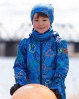 Stretch Jersey Beanie Blue Printed Smileys-1